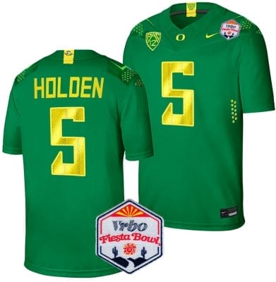 Traeshon Holden Jersey #5 Oregon Ducks Fiesta Bowl Patch 2024 Football Green