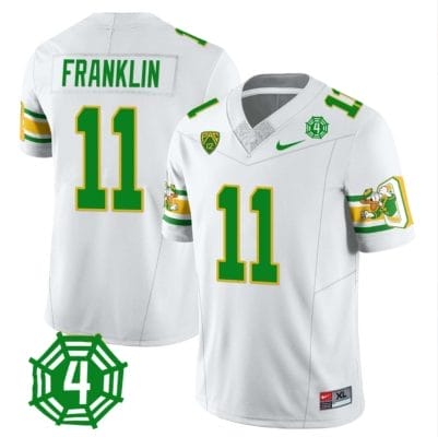 Troy Franklin Jersey #11 Oregon Ducks Honor Spencer Webb Patch Football White