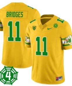 Trikweze Bridges Jersey #11 Oregon Ducks Honor Spencer Webb Patch Football Yellow