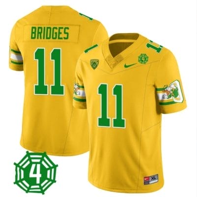Trikweze Bridges Jersey #11 Oregon Ducks Honor Spencer Webb Patch Football Yellow