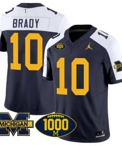 Tom Brady Jersey #10 Michigan Wolverines 1000 Wins Patch Vapor Limited Football Navy Alternate