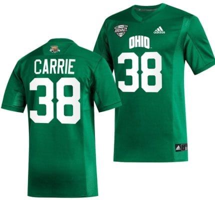 TJ Carrie Jersey #38 Ohio Bobcats College Football Uniform Green