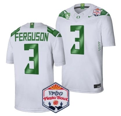 Terrance Ferguson Jersey #3 Oregon Ducks Fiesta Bowl Patch 2024 Football White