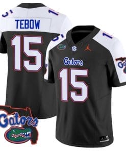 Tim Tebow Jersey #15 Florida Gators Vapor Limited Florida Map College Football Black Alternate