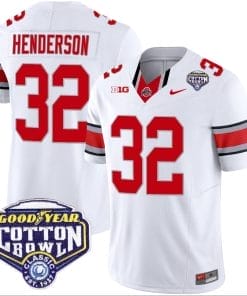 TreVeyon Henderson Jersey #32 Ohio State Buckeyes Cotton Bowl Patch Vapor Football White