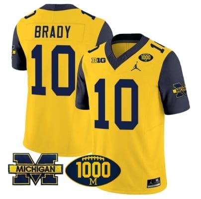 Tom Brady Jersey #10 Michigan Wolverines 1000 Wins Patch Vapor College Football Navy Sleeves 8 Tom Brady Jersey #10 Michigan Wolverines 1000 Wins Patch Vapor College Football Navy Sleeves