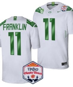Troy Franklin Jersey #11 Oregon Ducks Fiesta Bowl Patch 2024 Football White