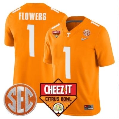 Trevon Flowers Jersey #1 Tennessee Volunteers Football Cheez It Citrus Bowl Patch Orange