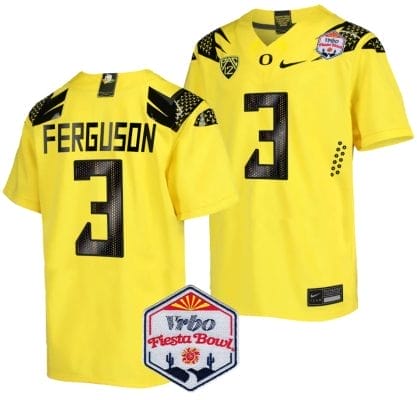 Terrance Ferguson Jersey #3 Oregon Ducks Fiesta Bowl Patch 2024 Football Yellow 8 Terrance Ferguson Jersey #3 Oregon Ducks Fiesta Bowl Patch 2024 Football Yellow