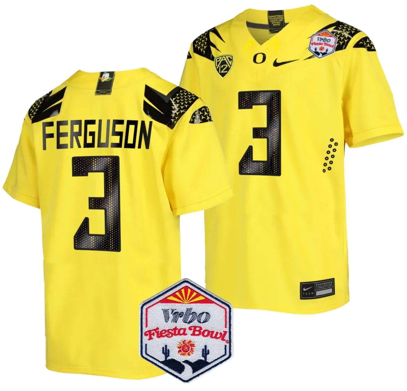 Terrance Ferguson Jersey #3 Oregon Ducks Fiesta Bowl Patch 2024 Football Yellow 1 Terrance Ferguson Jersey #3 Oregon Ducks Fiesta Bowl Patch 2024 Football Yellow