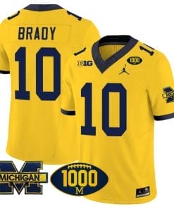 Tom Brady Jersey #10 Michigan Wolverines 1000 Wins Patch Vapor College Football Maize