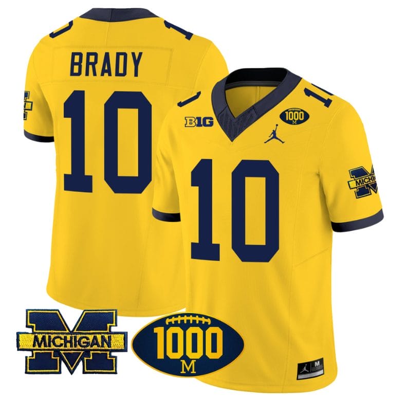 Tom Brady Jersey #10 Michigan Wolverines 1000 Wins Patch Vapor College Football Maize 1 Tom Brady Jersey #10 Michigan Wolverines 1000 Wins Patch Vapor College Football Maize