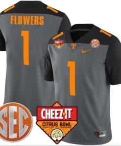 Trevon Flowers Jersey #1 Tennessee Volunteers Football Cheez It Citrus Bowl Patch Smoke Gray