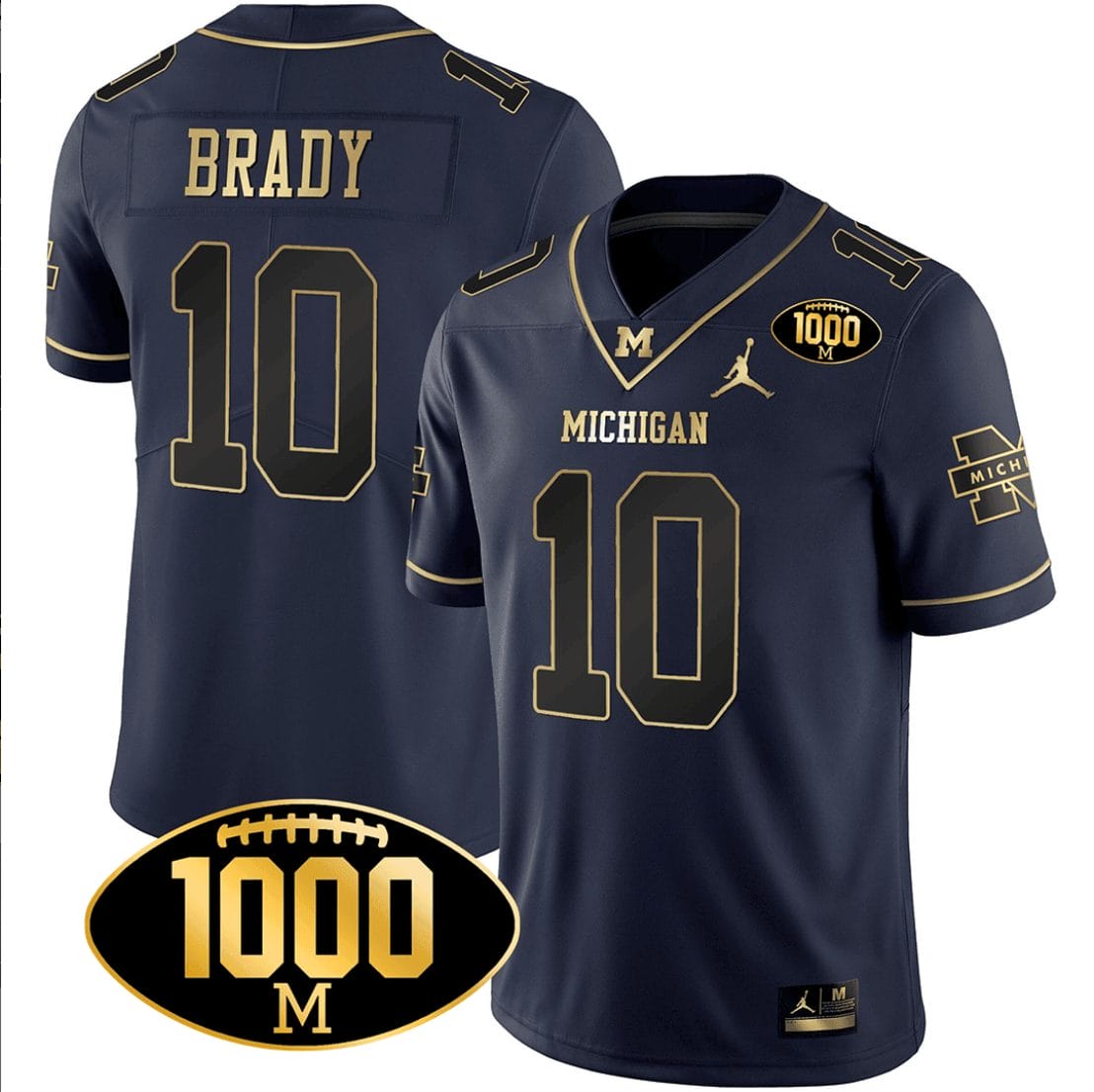 Tom Brady Jersey #10 Michigan Wolverines 1000 Wins Patch Football All Stitched Navy Gold 1 Tom Brady Jersey #10 Michigan Wolverines 1000 Wins Patch Football All Stitched Navy Gold