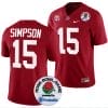 Ty Simpson Jersey #15 Alabama Crimson Tide Rose Bowl Game 2024 Patch College Football Playoff Crimson