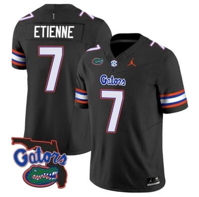 Trevor Etienne Jersey #7 Florida Gators Vapor Limited Florida Map College Football Black