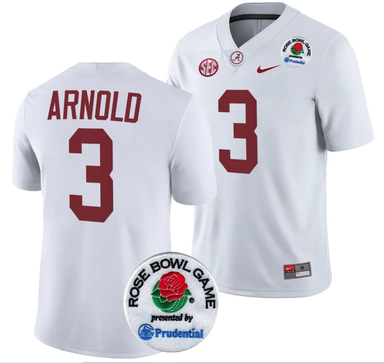 Terrion Arnold Jersey #3 Alabama Crimson Tide Rose Bowl Game 2024 Patch College Football Playoff White 1 Terrion Arnold Jersey #3 Alabama Crimson Tide Rose Bowl Game 2024 Patch College Football Playoff White