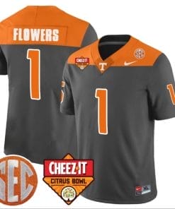 Trevon Flowers Jersey #1 Tennessee Volunteers Football Cheez It Citrus Bowl Patch Gray