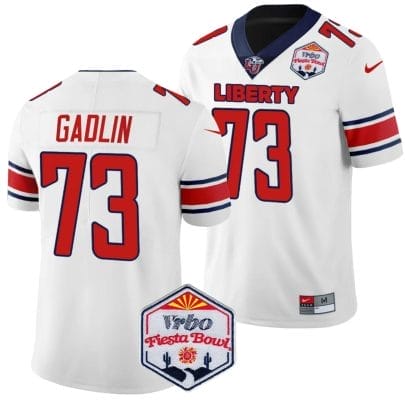 XZauvea Gadlin Jersey #73 Liberty Flames Fiesta Bowl Patch 2024 Football White