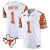 Xavier Worthy Jersey #1 Texas Longhorn Vapor Limited College Football Orange Sleeves