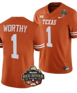 Xavier Worthy Jersey #1 Texas Longhorn Allstate Red River Vivalry Patch College Football Orange