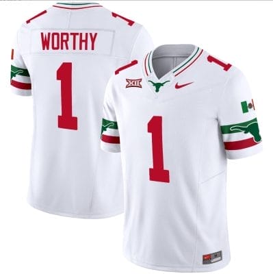 Xavier Worthy Jersey #1 Texas Longhorns Mexico Vapor College Football White