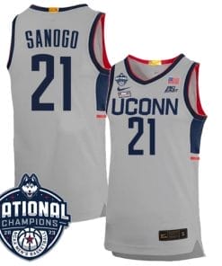 Adama Sanogo Jersey #21 UConn Huskies 2023 National Champions College Basketball Gray