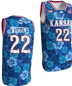 Andrew Wiggins Jersey #22 Kansas Jayhawks Bill Self Game College Basketball Blue Maui Strong