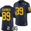 AJ Barner Jersey #89 Michigan Wolverines 2024 Football National Championship Playoff Navy