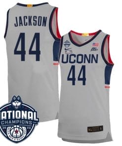 Andre Jackson Jersey #44 UConn Huskies 2023 National Champions College Basketball Gray