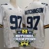 Aidan Hutchinson Jersey #97 Michigan Wolverines Football 2023 National Champions Patch White