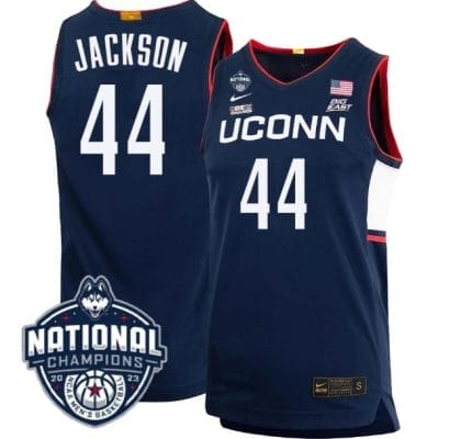 Andre Jackson Jersey #44 UConn Huskies 2023 National Champions College Basketball Navy