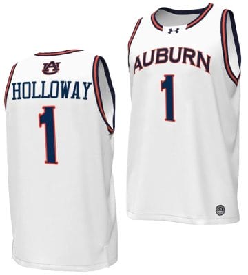 Aden Holloway Jersey #1 Auburn Tigers Replica College Basketball 2023-24 White