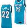 Anton Watson Jersey #22 Gonzaga Bulldogs College Basketball uniform 2023-24 Turquoise