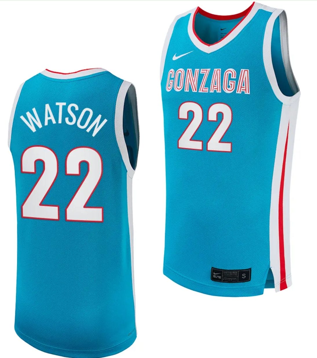 Anton Watson Jersey #22 Gonzaga Bulldogs College Basketball uniform 2023-24 Turquoise 1 Anton Watson Jersey #22 Gonzaga Bulldogs College Basketball uniform 2023-24 Turquoise