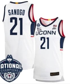 Adama Sanogo Jersey #21 UConn Huskies 2023 National Champions College Basketball White Home