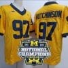 Aidan Hutchinson Jersey #97 Michigan Wolverines Football 2023 National Champions Patch Yellow