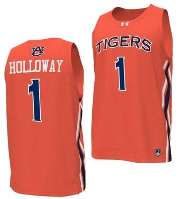 Aden Holloway Jersey #1 Auburn Tigers College Basketball Replica Orange