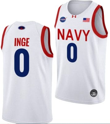 Austin Inge Jersey #0 Navy Midshipmen NASA-Themed Basketball uniform 2023-24 White 8 Austin Inge Jersey #0 Navy Midshipmen NASA-Themed Basketball uniform 2023-24 White