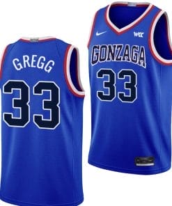 Ben Gregg Jersey #33 Gonzaga Bulldogs Throwback Basketball Uniform 2023-24 Blue