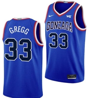 Ben Gregg Jersey #33 Gonzaga Bulldogs Throwback Basketball Uniform 2023-24 Blue 8 Ben Gregg Jersey #33 Gonzaga Bulldogs Throwback Basketball Uniform 2023-24 Blue