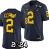 Blake Corum Jersey #2 Michigan Wolverines 2024 Football National Championship Playoff Navy 5 Blake Corum Jersey #2 Michigan Wolverines 2024 Football National Championship Playoff Navy
