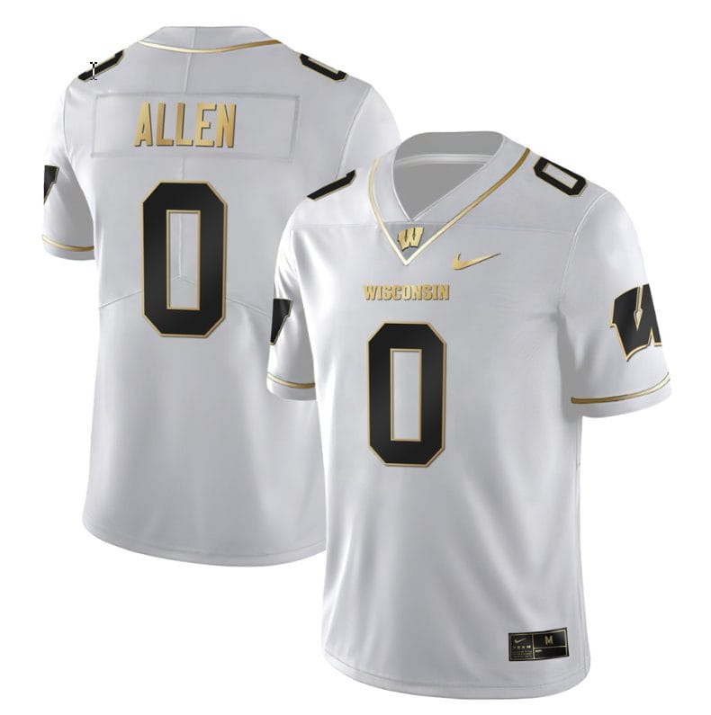 Braelon Allen Jersey #0 Wisconsin Badgers Gold Vapor College Football White Gold 1 Braelon Allen Jersey #0 Wisconsin Badgers Gold Vapor College Football White Gold