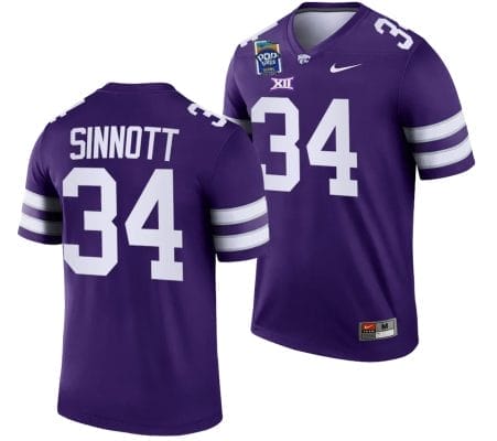 Ben Sinnott Jersey #34 Kansas State Wildcats 2023 Pop-Tarts Bowl Football Purple