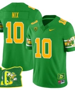 Bo Nix Jersey #10 Oregon Ducks ‘Mighty Oregon’ Throwback Football Oregon State Green