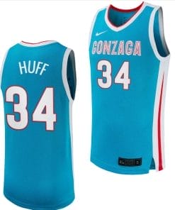 Braden Huff Jersey #34 Gonzaga Bulldogs College Basketball uniform 2023-24 Turquoise