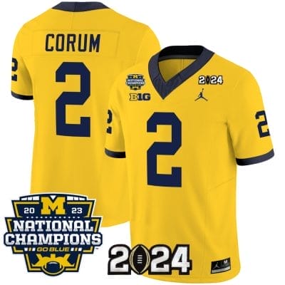 Blake Corum Jersey #2 Michigan Wolverines Vapor Limited Football 2024 National Champions Patch Maize 8 Blake Corum Jersey #2 Michigan Wolverines Vapor Limited Football 2024 National Champions Patch Maize