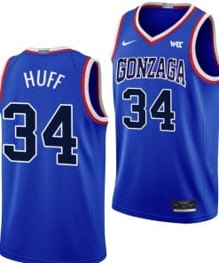 Braden Huff Jersey #34 Gonzaga Bulldogs Throwback Basketball Uniform 2023-24 Blue