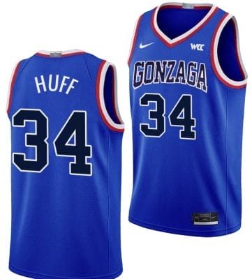 Braden Huff Jersey #34 Gonzaga Bulldogs Throwback Basketball Uniform 2023-24 Blue 8 Braden Huff Jersey #34 Gonzaga Bulldogs Throwback Basketball Uniform 2023-24 Blue