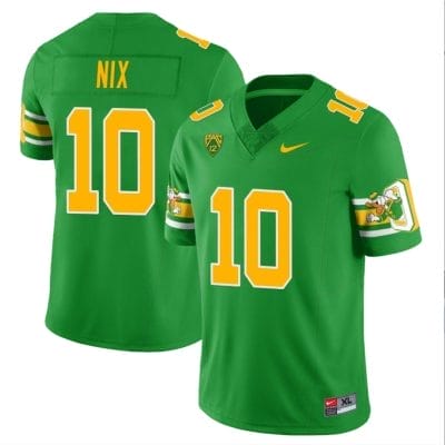 Bo Nix Jersey #10 Oregon Ducks ‘Mighty Oregon’ Throwback Football Uniforms Green
